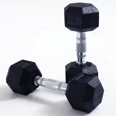 China classic type hex rubber covered dumbbell dumbbell covered in rubber for sale