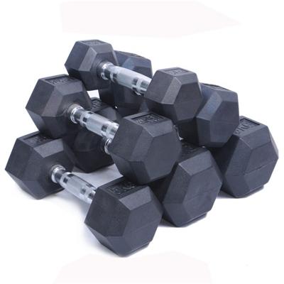 China Dumbbell Bestselling 2.5-50kgs Size Hex Rubber Covered Dumbbell For Home And Gym Exercise With Large Quantity for sale