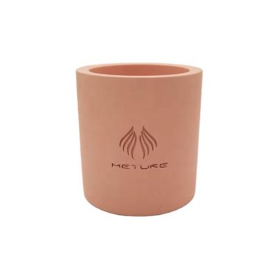 China Water proof; Heat resistant; Custom Corrosion Fragrance Oil Cement Resistance Candle Holder Engraving Pink Cement Candle Jar for sale