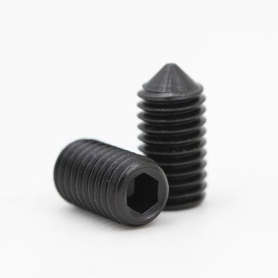 China SGS Approved Grade 12.9 Black Zinc Steel Hexagon Socket Cone Point Set Screws for Secure Fastening for sale