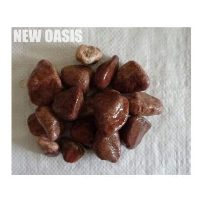 China Red brown color pure snow white Stone Marble Machined Tumbled Pebbles for Landscapping Decorations driveway for wholesale for sale