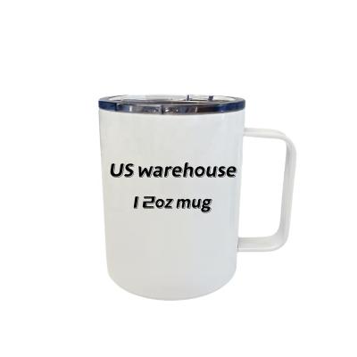 China US Warehouse Viable Wholesale 12oz Insulated Travel Coffee Mug Regular Sublimation Stainless Steel Empty Tumbler Travel Mug With Handle for sale