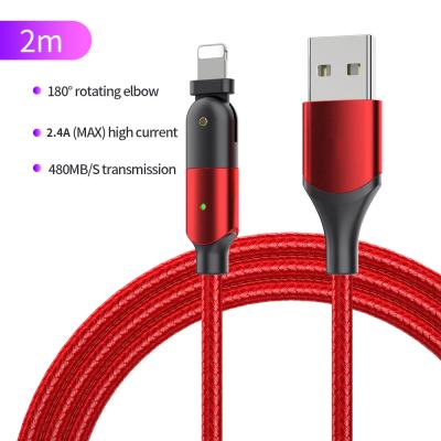China 2.4A Fast Charging+480MBPS 2M High Speed Data Transmission Durable Tinned Copper Braided Wire Data Line LED Night Light USB2.0 5V2.4A Fast Charging Elbow Lighting Cable For iPhone 12 for sale