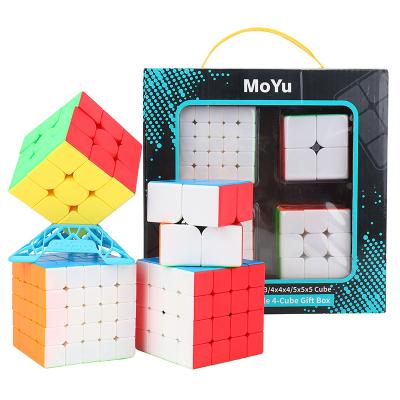 China Educational Magic Cube Pyramid Megaminx SQ1 Bias Moyu MofangJiaoshi 2x2 3x3 4x4 5x5 Meilong Toy 4pcs Speed Cube Set Packing Educational Toys for sale