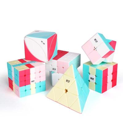 China Educational Toy Qiyi Neon Edition Set Magic Cube 2x3x4x5 Pyramid Speed Puzzle 3 Layer Maple Leaves Education Toy lvy for sale