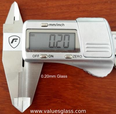 China Hojas de cristal finas claras, materia prima del vidrio de flotador del vidrio de cubierta del micrófono de 0.2m m en venta