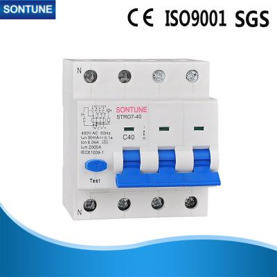 China C40 White 4 Pole RCBO , IP20 Residual Current Breaker With Overload Protection for sale