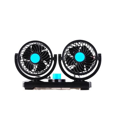 China Easy Adjustment 360 Swivels 360 Degree Rotating Double Headed Fan 12v DC Car Fan for sale