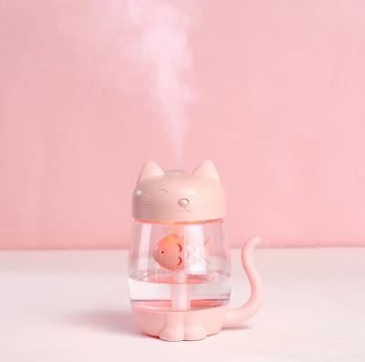 China < 10ã ¡ 350ml Cat Ultrasonic Air Humidifier with Essential Oil Diffuser Mini Fan Light Aroma Humidifier Ultrasonic Cool Mist for Home for sale