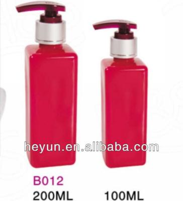 China Personal Care 200ml 100ml Red Square PET Shampoo Or Lotion Pump Empty Plastic Bottle for sale