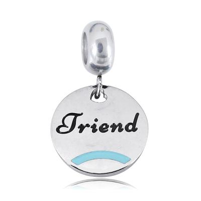 China Stainless Steel Ball Beads With Letters LOVED FAMILY FRIEND Star Shape Ball Bead With 2 Hole For Bracelet Round Shape for sale