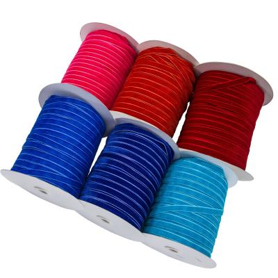 China Factory Wholesale Solid Color Viable 3mm To 50mm Wide Super Soft Nylon Velvet Ribbon Tape For Textile Accessory for sale