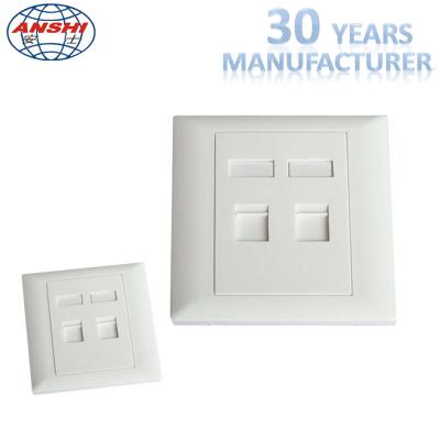 China Customized Wall Mount Socket 86 Type Double Port Face Plate In White Color for sale