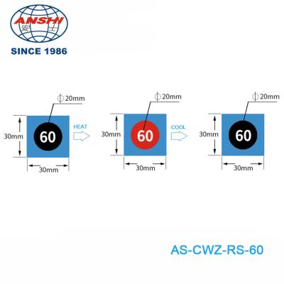 Chine Autocollant adhésif Étiquette changeante de couleur Autocollant réversible 60°C 140°F Indicateur de température Autocollants Étiquettes sensibles à la température à vendre