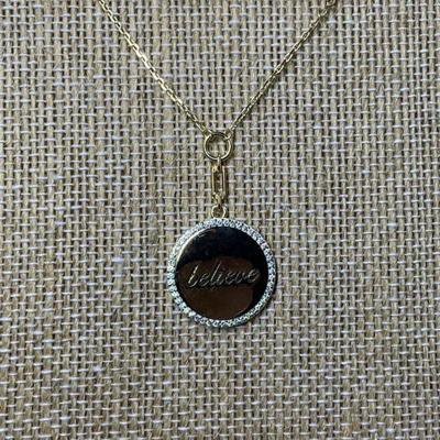 China Wholesale Monogrammed Gold CLASSIC Tone Sterling Silver Believe Coin Necklace for sale