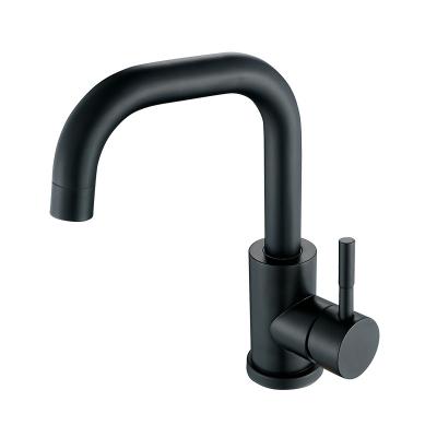 China Thermostatic Faucets Black Single Basin Faucet Cold And Hot Sink Faucet Short Bathroom Kitchen Mixer Can Rotatable for sale