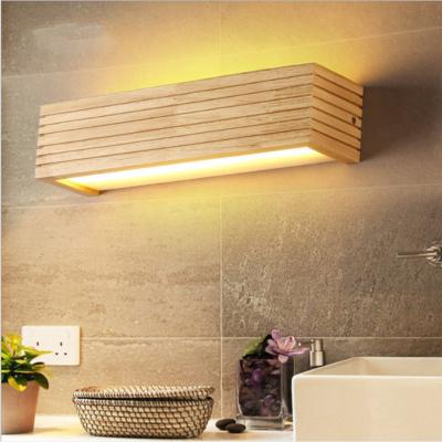 China Nordic Solid Wood Wall Lights Staircase Corridor Rectangular Bathroom LED Wall Lamp(WH-MR-68) for sale