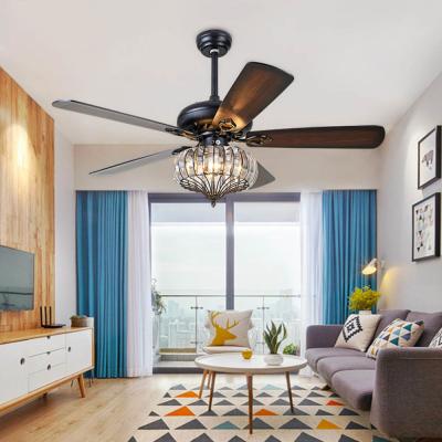 China 52inch Ceiling Fans Lamps Wood Modern Crystal Pendant Fan Lights Bedroom Living ceiling fan crystal chandelier(WH-CLL-27 for sale