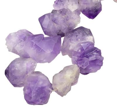 China China Single Crystal Raw Stone Perforated Natural Amethyst Healing Beads for sale