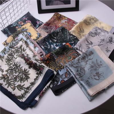 China Digital printing pure silk scarf 70*70 cm women's satin large square scarves custom made satin silk custom made for sale