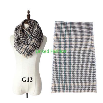 China European American Plaid Tartan Winter Infinity Scarf Wraps Buffalo Loop Blanket Plaid Infinity Scarf for sale