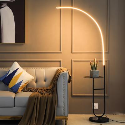 China Post Modern Nordic Modern Arc Gold Standing Floor Lamp With Table Floor Lamp Bedroom Light For Living Room Corner Led Lamp for sale