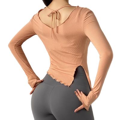 China Quick-drying Breathable Tight Long-sleeved Tight Outdoor Fitness Women's Yoga Clothes Elastic Yoga Clothes for sale