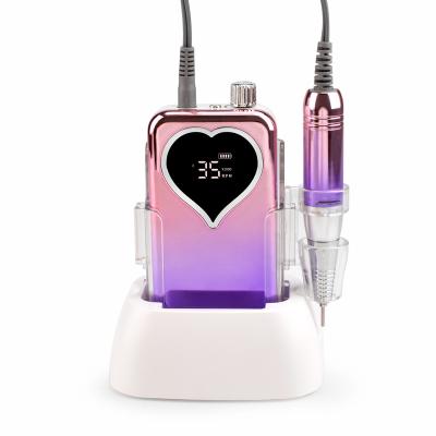 China 35,000 RPM TOP High Speed Hot Portable Mobile Nail Drill Efile Rechargeable Cordless Electric Acrylic Nail File Machine for sale