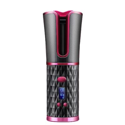 China (60mins) 2020 Hot Sale Cordless Household Cordless USB Lcd Auto Rotating Auto Ceramic Blue Display 5000mah PTC Rechargeable Auto Cut USB Curling for sale