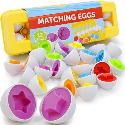 China Educational Place 12 Pieces Number Shapes Matching Eggs Color Early Education Games Education STEM Fun Teach Kids Colors And Shapes Learning Toys for sale