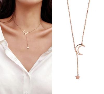 China New Style Star Moon Chain Necklace Women Girls FASHIONABLE Female Choker Necklaces Moon Pendant Necklace for sale