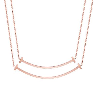China FASHIONABLE Women's Stainless Steel T Smile Chokers Necklace Rose Gold Silver Simple Smile Pendant Necklace For Ladies for sale