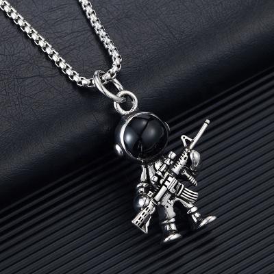 China Factory Wholesale FASHIONABLE Personalized Stainless Steel Necklace Astronaut Spaceman Pendant Necklace For Male for sale