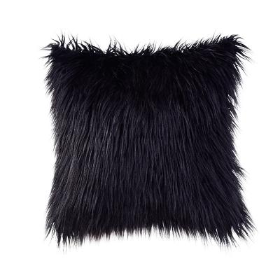 China Anti-bacteria Faux Hair Pillow Along Fur Cushion Fashionable Square Bolster Pillow Covers Sheepskin Pillow Cases for sale