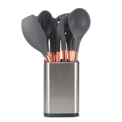 Cina 10pcs Silicone Kitchenaid Utensil Set Stainless Steel Ring And Holder Kitchen Tools in vendita