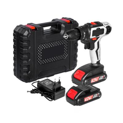 China Household Multifunctional Cordless Power Tool Screwdriver Electric 42VF Lithium-ion Battery 2-Speed Cordless Power Drill With Torque for sale