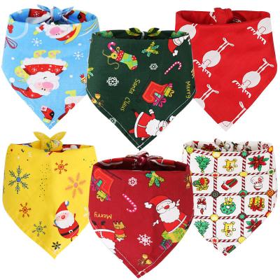 China Low MOQ Wholesale Viable Pet Scarf Cheap Chrismas Custom Logo Vacation Customized Printed Cotton Pet Bandanas Pet Saliva Towel for sale
