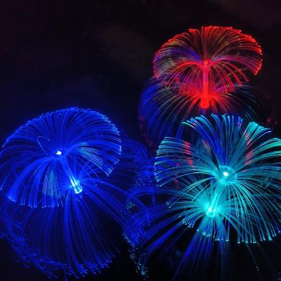 China Colorful Waterproof Solar Double Layer LED Garden Jellyfish Fiber Optic Light For Garden Decoration for sale