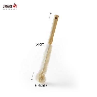 China Sustainable Long Handle Soap Bamboo Bottle Brush Dispensing Handle Kitchen Dish Brush Dispensing Handle For Baby Care 360 Degree Wash for sale