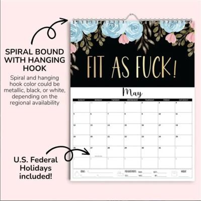 China 12 X 12 Inches Custom Wall Calendar with Spiral Bound and December End Month for sale