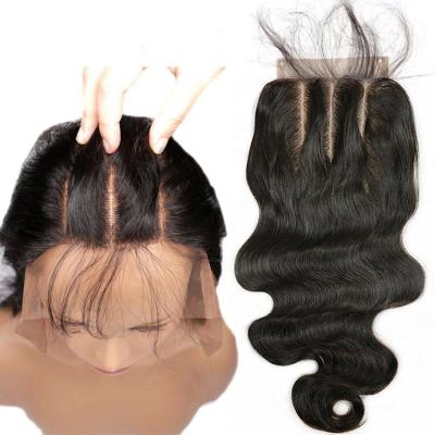 China Wholesale Virgin Brazilian Body Wave Hair Lace Closure,Cheap 3 Way Part Hair Closure,Black Silk Low Top Closure With Baby Hair for sale