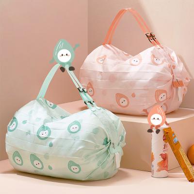 China 2021 Waterproof Hot Sale Printed Customized Promotional Reusable Tote Shopping Foldable Bag Foldable Storage Travel School Bag for sale