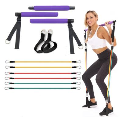 China Notebook& Conway PLSB002 High Quality Detachable Exercise 3 Sections Portable Yoga Pilates Bar Stick Kit With Resistance Bands Exercise for sale