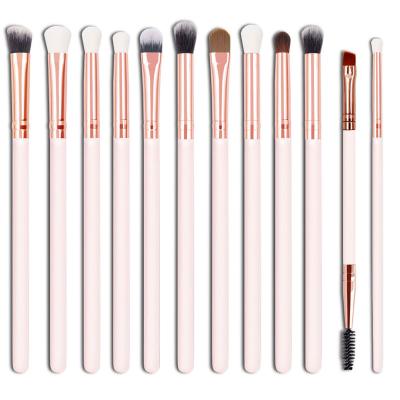 China Angular Blush Custom Premium Synthetic Eyeshadow And Face Makeup Brushes Factory 12 Pieces Makeup Brush Set for sale