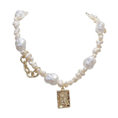 China 2022 New FASHIONABLE Flexible Pearl Beaded Necklaces Angel Pebdant Clavicular Chain Elegant for sale