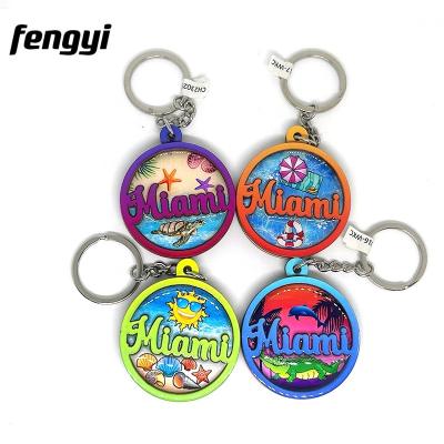 China Souvenir Custom Printed Miami Summer Beach Souvenir MDF Epoxy Key Chain for sale