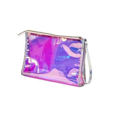 China Free Sample Holographic Fashion Transparent PVC Cosmeticbag Custom Print Make Up Bag for sale