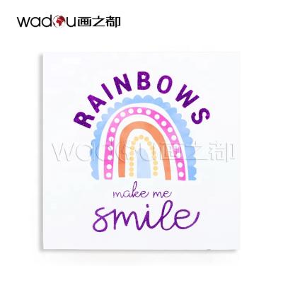 China Custom Wood Modern Wall Art In Smile Design With MDF Printed Paper With Glitter For Home Living Room for sale