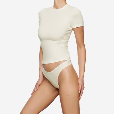 China Anti-Bacterial Large size underwear pure cotton female 300 pounds can wear low waist high split briefs sexy invisible woman underwear for sale