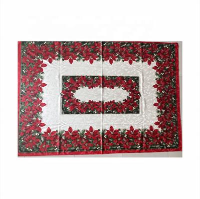China Waterproof Bestselling 160g Jacquard Christmas flower tablecloth linen sequin cotton embroidered for sale